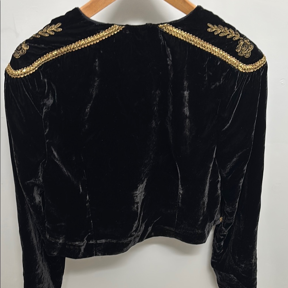 Free People Black and Gold Embroidered Blazer - Picture 5 of 5